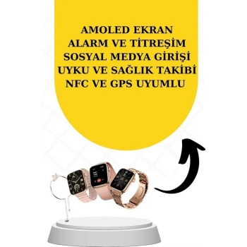 Bileklikli Amoled Ekran Akıllı Saat ve Dijital Göstergeli Kablosuz Bluetooth Kulaklık ANC/ ENC