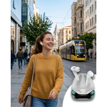 Bluetooth Oyuncu Kulaklığı Kablosuz Kulaklık iPhone 11 iPhone 13 Samsung S23 Xiaomi Redmi Note 12 Uyumlu