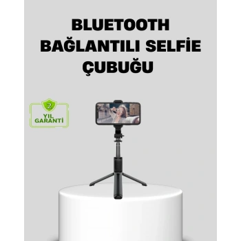 Bluetooth Selfie Çubuğu – 360° Dönebilen Başlık Kablosuz Bağlantı