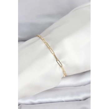 CM 14K Gold Renk Ataç Zincir Model Kadın Bileklik 5886