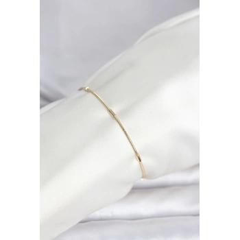 CM 14K Gold Renk Barlı Yılan Zincir Model Kadın Bileklik 5886