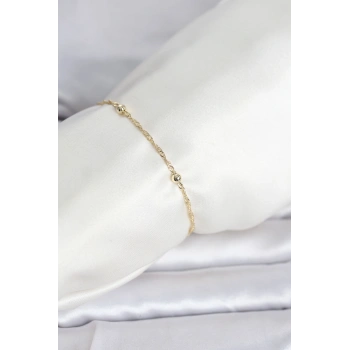 CM 14K Gold Renk Burgu Topçuk Model Kadın Bileklik 5886