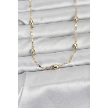 CM 14K Gold Renk Damla Topçuklu Zincir Model 60 cm Kadın Kolye 5886