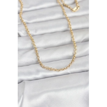 CM 14K Gold Renk Halka Zincir Model 60 cm Kadın Kolye 5886
