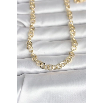 CM 14K Gold Renk Kalın Halka Zincirli 60 cm Kadın Kolye 5886