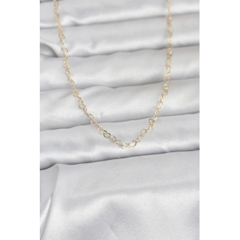 CM 14K Gold Renk Kalp Zincirli 60 cm Kadın Kolye 5886
