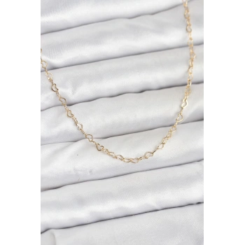 CM 14K Gold Renk Kalp Zincirli Kadın Kolye 5886