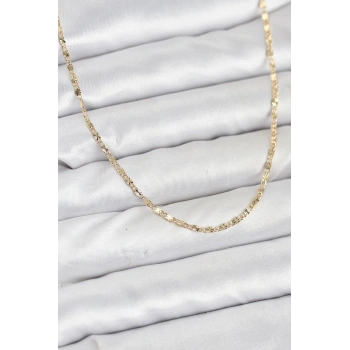 CM 14K Gold Renk Lazer İnce Zincirli Kadın Kolye 5886