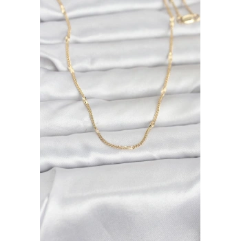 CM 14K Gold Renk Lazer Puntalı Model 60 cm Kadın Kolye 5886