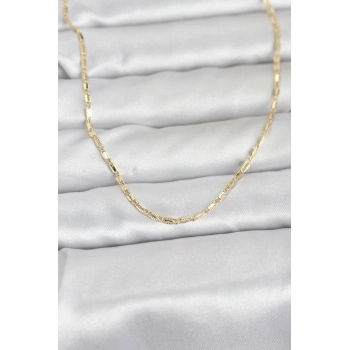 CM 14K Gold Renk Lazerli Zincir Model 60 cm Kadın Kolye 5886