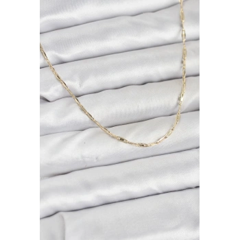 CM 14K Gold Renk Pirinç Ataç Zincir 60 cm Kadın Kolye 5886