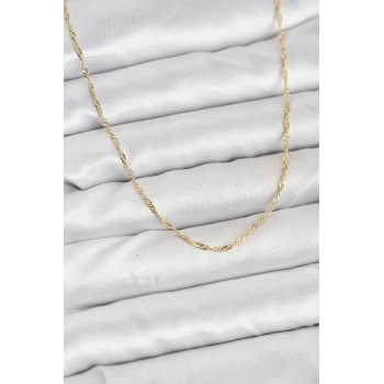 CM 14K Gold Renk Pirinç Ezme Burgu Model Kadın Kolye 5886