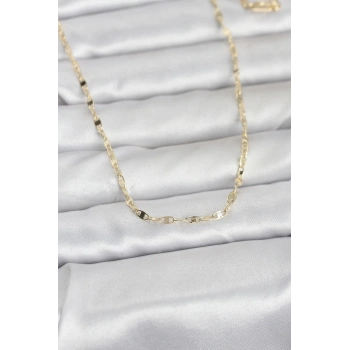 CM 14K Gold Renk Yassı Gemici Zincir Model 60 cm Kadın Kolye 5886