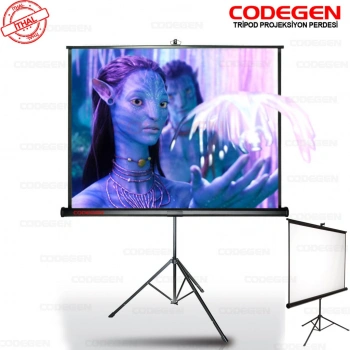 Codegen TX-18 TRIPOD PROJEKSİYON PERDESİ 180X180 (Arkası Siyah Fonlu - Taşınabilir Ayaklı Model)(1923)