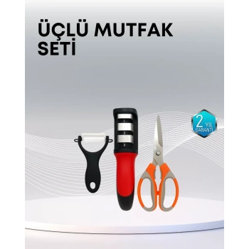Çok Fonksiyonlu Mutfak Makas Seti – 3 Makas Bileyici ve Soyacak Dahil