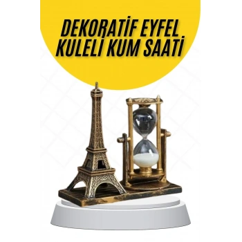 Dekoratif Eyfel Kulesi ve Kum Saati Vintage Tarzı Masa Süsü Biblo