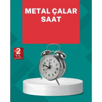 Dekoratif Gümüş Işıklı Alarmlı Masa Saati Sessiz Mekanizma