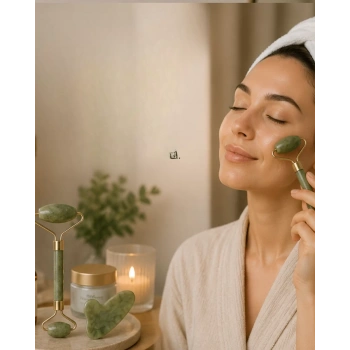 Doğal Jade Stone Yüz Masaj Seti Cilt Bakım ve Rahatlatıcı Bakım
