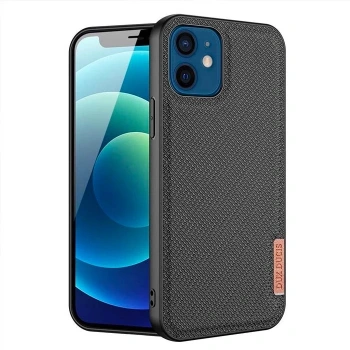 Dux Ducis Fino Serisi iPhone 12 -12 Pro 6.1inç Kılıf Premium Dokuma Silikon Kılıf-(5775)