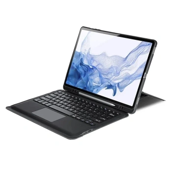 DUX DUCIS Galaxy Tab S8+ / S7+ / S7 FE İçin Ayrılabilir Bluetooth Klavye Touchpad PU Deri Kılıf-(5775)