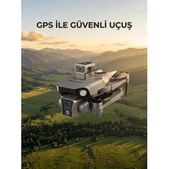 Ekranlı Kumandalı GPS Drone Çift Kameralı Katlanabilir Hava Aracı