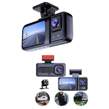 Ekranlı Sürüş Kaydedici DVR Ön ve Arka Kameralı Full HD Çözünürlüklü