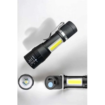 El Feneri Led USB Şarjlı Zoom Mini Led Işık Acil Durum Feneri