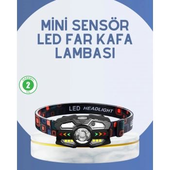 El Sensörlü LED Far Suya Dayanıklı Şarjlı Kafa Lambası