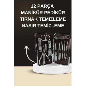 Elektrikli Manikür Pedikür Seti İkili Set 12 Parça Tırnak Bakımı Törpü Protez Çıkarma