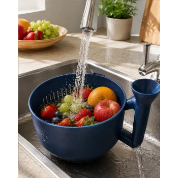 Geniş Hazneli Sebze ve Meyve Yıkama Süzgeci Ergonomik Tasarım
