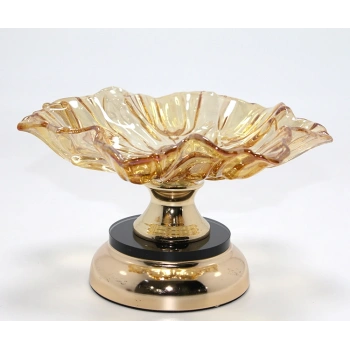 Gold Detaylı Ayaklı Dekoratif Cam Sunumluk