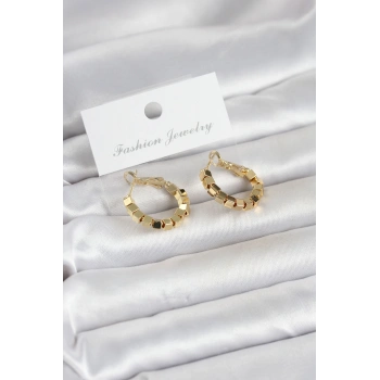 Gold Renk Kare Halka Model Kadın Küpe 5886
