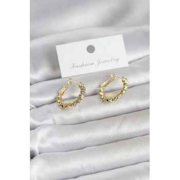 Gold Renk Pirinç Dorika Halka Kadın Küpe 5886