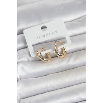 Gold Renk Pirinç Halka 15 mm Kadın Küpe 5886