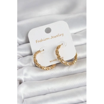 Gold Renk Pirinç Tırtık Model Kadın Küpe 5886
