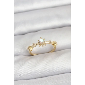 Gold Renk Pirinç Yıldız Model Kadın Yüzük 5886