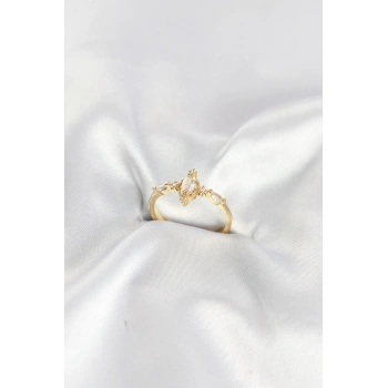 Gold Renk Vintage Model Zirkon Taşlı Yüzük 5886