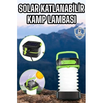 Güneş Enerjili Led Lamba Kamp Lambası Katlanabilir Lamba USB Şarjlı