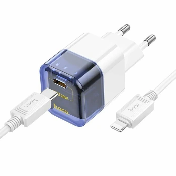 HOCO C131A Platinum PD30W+QC3.0 Girişli Hızlı Şarj Başlığı Ve Type-C To iPhone Lightning Kablo-(5775)