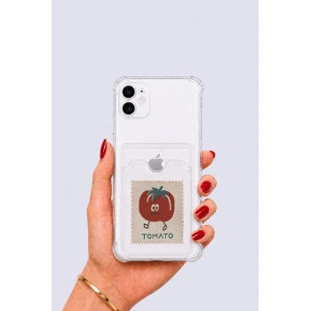 iPhone 12 Kartlıklı Tomato Desenli Kılıf