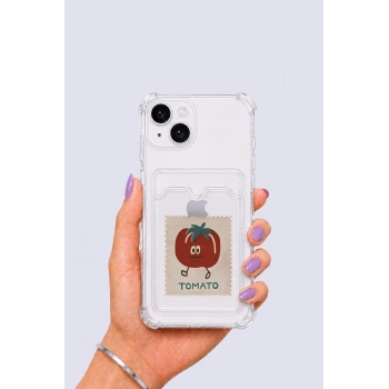 iPhone 13 Kartlıklı Tomato Desenli Kılıf
