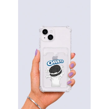 iPhone 15 Kartlıklı OREO Desenli Kılıf