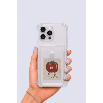 iPhone 15 Pro Max Kartlıklı Tomato Desenli Kılıf