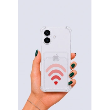 iPhone 16 Kartlıklı Aşk Sinyali Desenli Kılıf