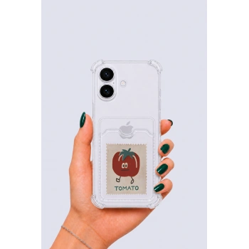 iPhone 16 Kartlıklı Tomato Desenli Kılıf