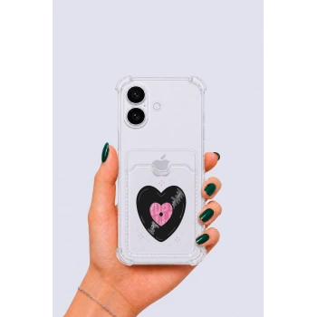 iPhone 16 Kartlıklı Vinly Desenli Kılıf