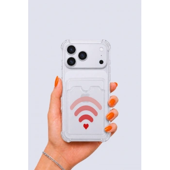 iPhone 17 Pro Max Kartlıklı Aşk Sinyali Desenli Kılıf