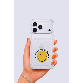 iPhone 17 Pro Max Kartlıklı Gülücük Desenli Kılıf