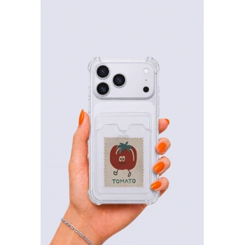 iPhone 17 Pro Max Kartlıklı Tomato Desenli Kılıf
