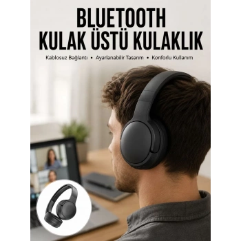 Kablosuz Bluetooth Kulaklık Kulak Üstü Ayarlanabilir Uzun Ömürlü Yeni Nesil